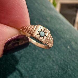 10k Gold & Turquoise Victorian Baby Ring 2.5